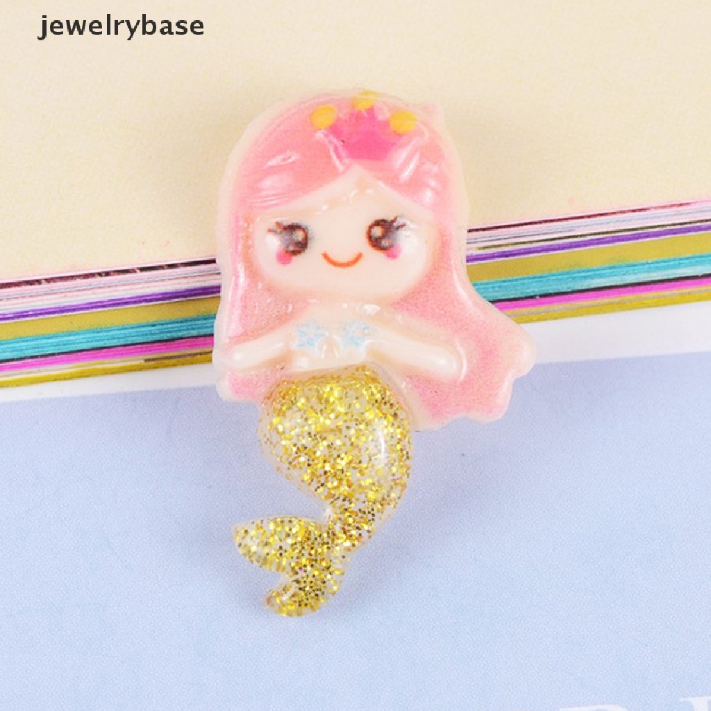 10pcs / lot Cabochon Resin Flatback Desain Kartun Mermaid Kawaii