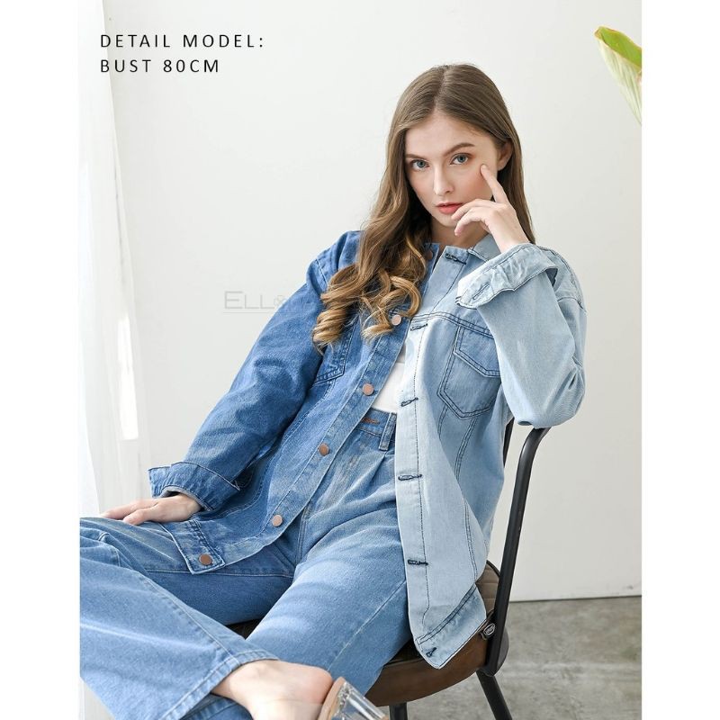 OVERSIZE JACKET TWO TONE AND WHITE - Jaket Jeans Terbaru - Jaket BTS Taehyung Premium Jeans Felovyst