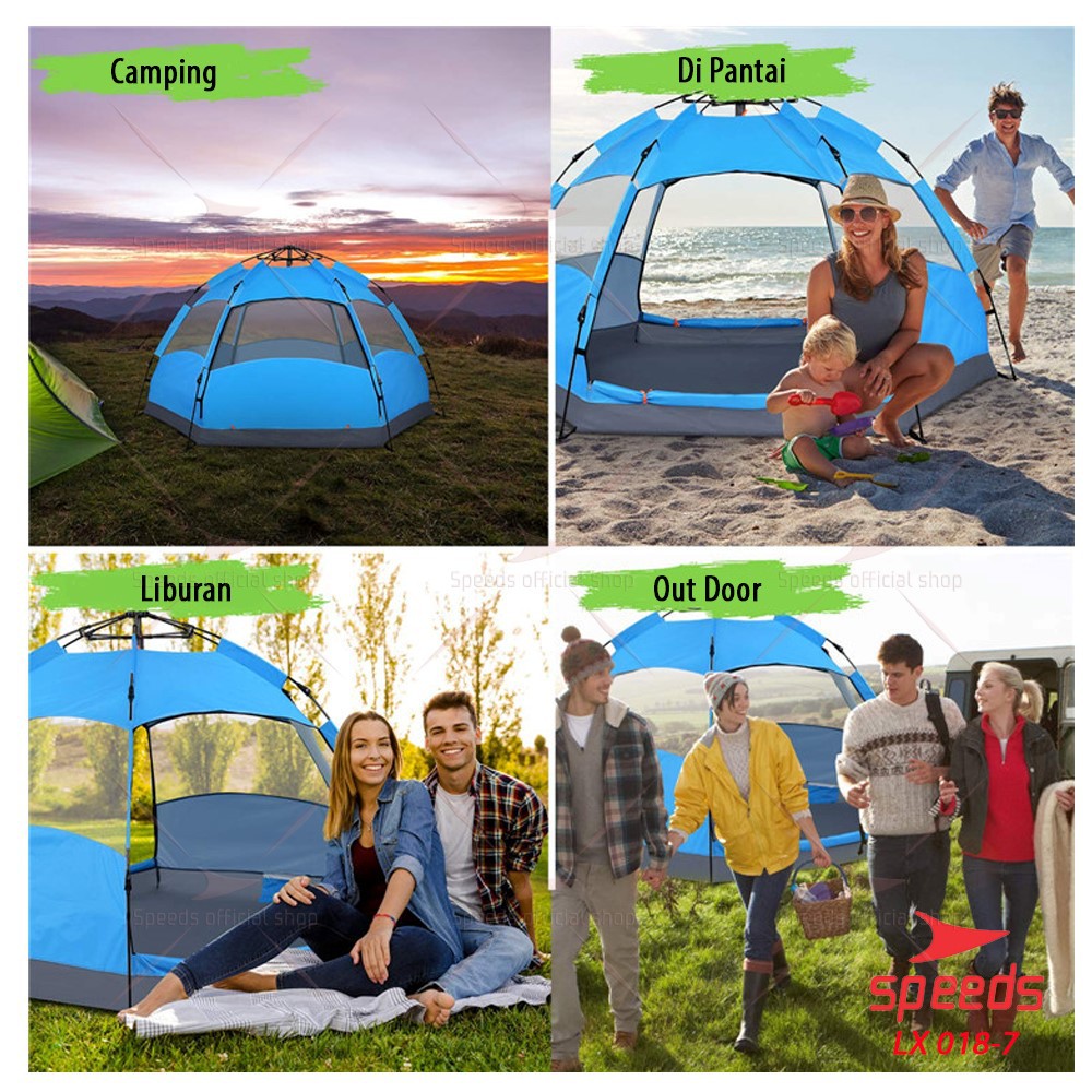 SPEEDS Tenda Camping Tenda Kemah otomatis portable Orang Lipat Portable Type Pyramid Besar 018-7