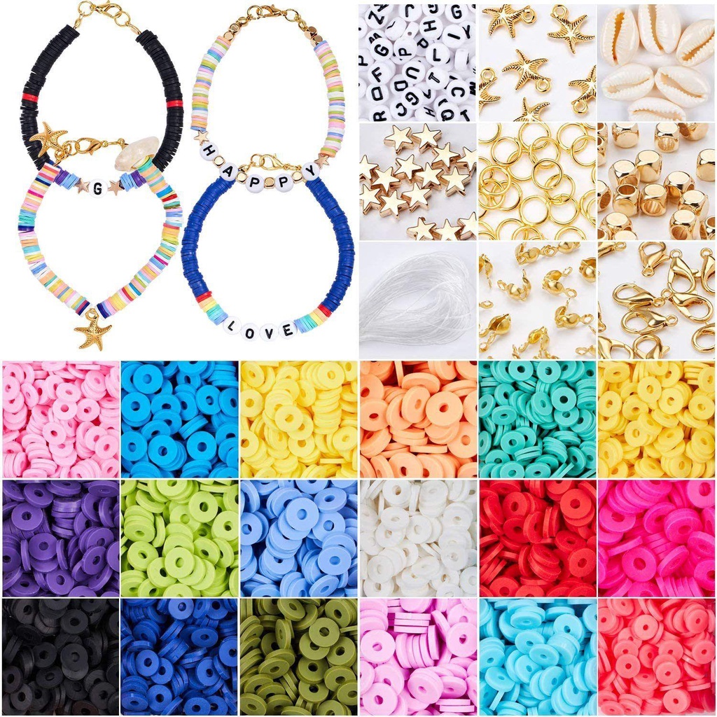 R-flower 4800pcs Polymer Clay Kalung DIY Craft Kit Datar Bulat Membuat Perhiasan Set