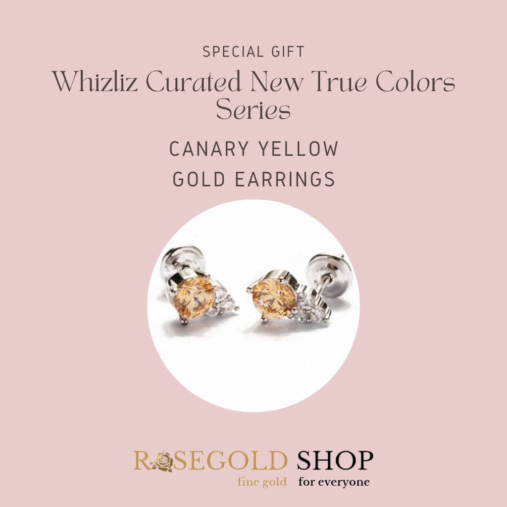 (Free Emas Mini) Gold Earrings Whizliz Curated Anting Emas kadar 9 karat New True Colors series