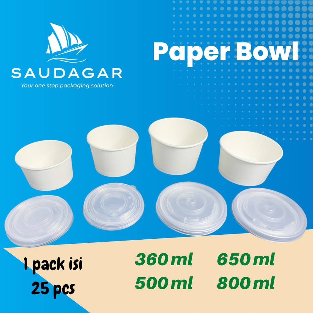 Paper Rice Bowl 800 ml / Mangkok Kertas Dengan Tutup