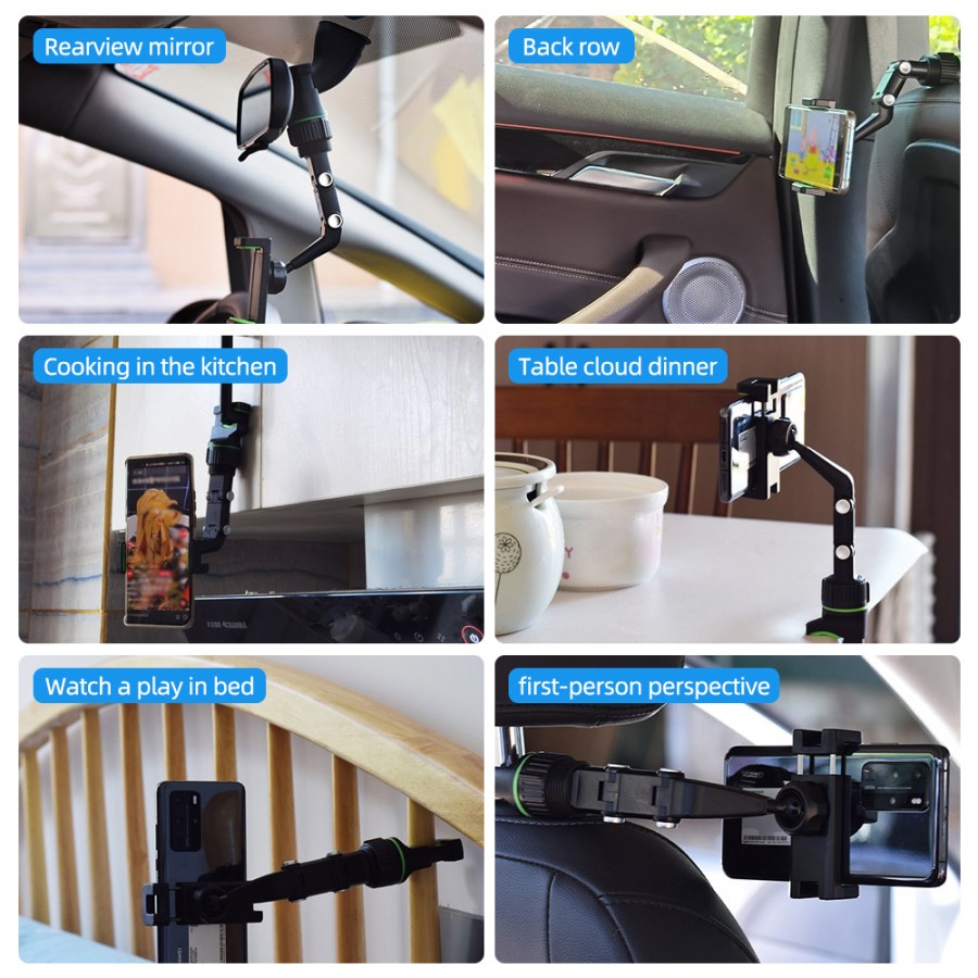 Car Holder HP Jepit Spion Tengah Universal Handphone Stand Mobil Stang Sepeda Motor Meja GPS 360 Phone 619