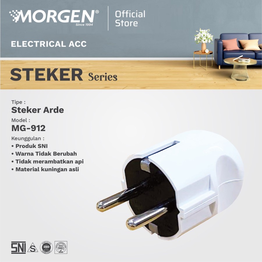 MORGEN STEKER ARDE MG-912 COLOKAN LISTRIK BULAT SNI BAGUS ORIGINAL