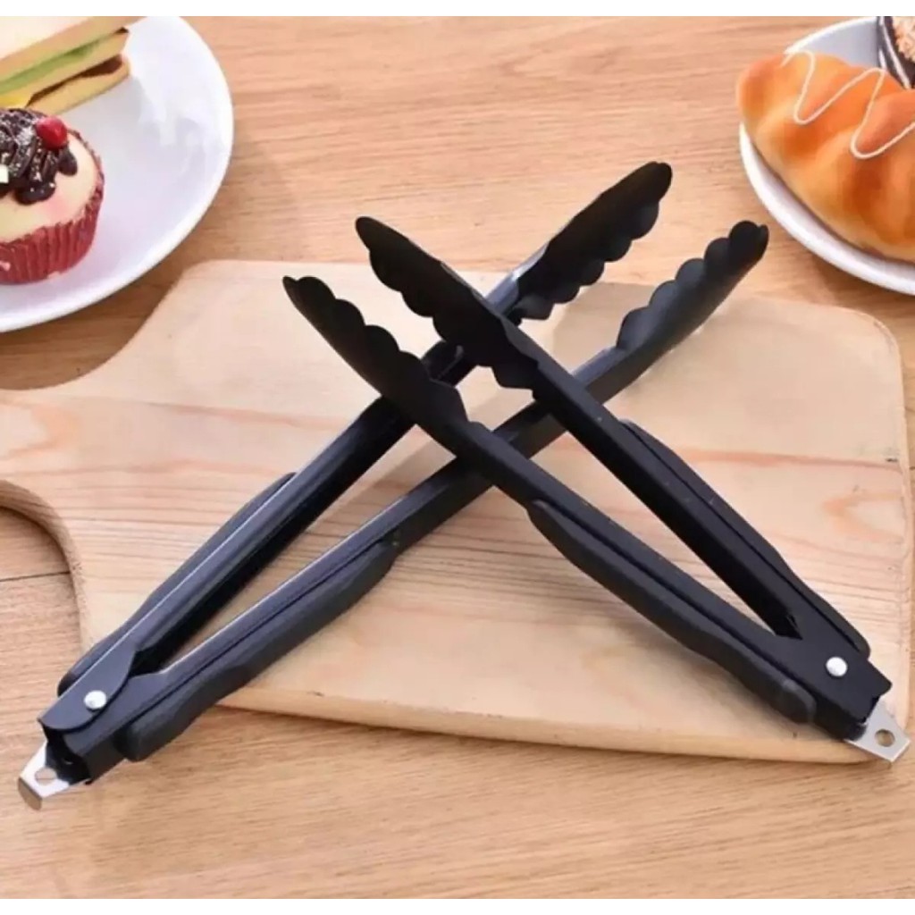 Penjepit jepitan makanan/ gorengan/ capitan hitam/ penjepit roti penjepit makanan tahan panas