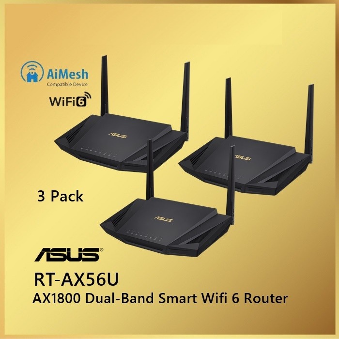 Asus RT-AX56U 3Pack WiFi 6 Wireless Router AX1800 AiMesh AX56U 3 Pack