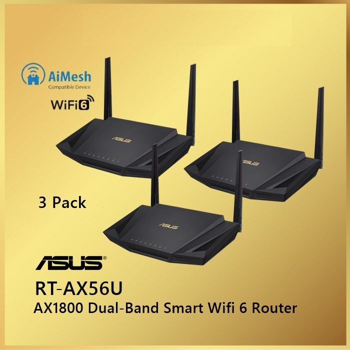 Asus RT-AX56U 3Pack WiFi 6 Wireless Router AX1800 AiMesh AX56U 3 Pack