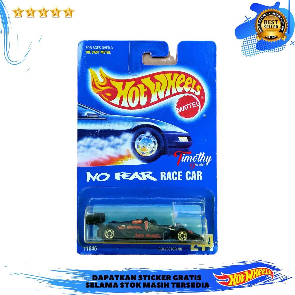 Hot Wheels Blue Card No Fear Race Car Hitam Hobi Timothy Diecast