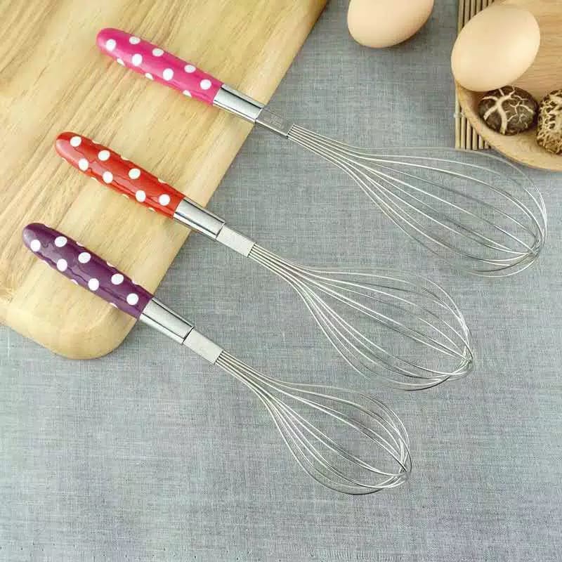 Promo!!!Kocokan telur manual whisker egg stainless steel polkadot murah