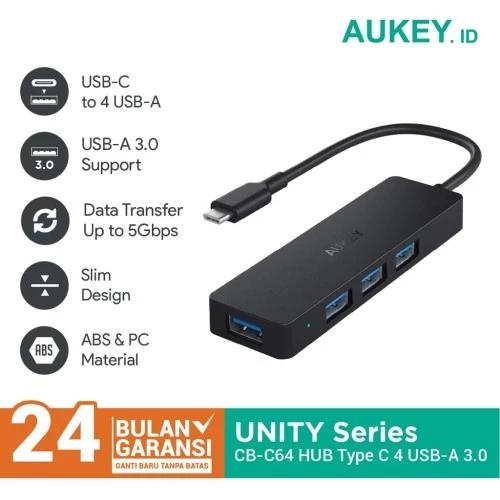 Aukey Type C Hub Unity Slim 4 Port USB 3.0 - 500580 / 501756 - CB-C64