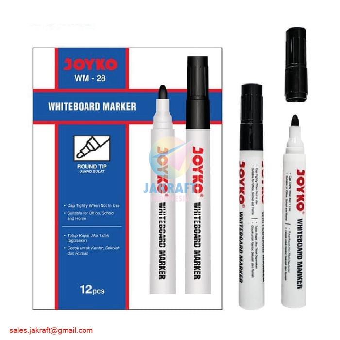 

NEW STOCK SPIDOL PAPAN TULIS KACA GLASSBOARD WHITEBOARD MARKER HITAM JOYKO WM-28