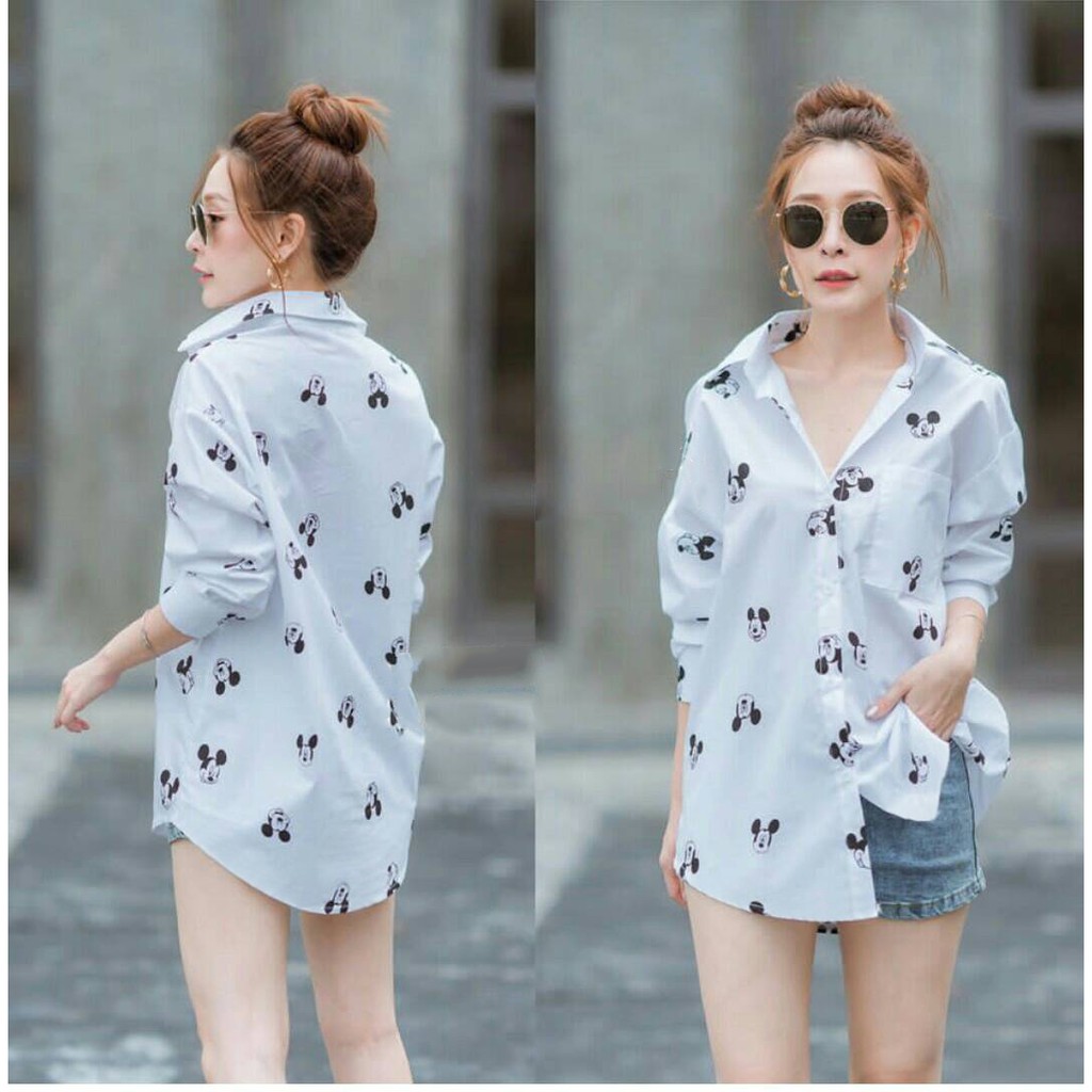 A2609 OC Kemeja mouses Katun rayon, fi baju atasan kemeja tanah abang pgmta grosir ecer murah