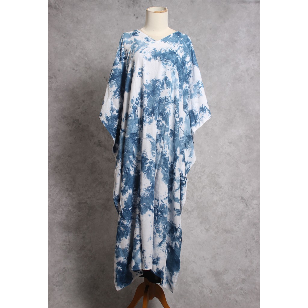 kaftan tie dye bahan premiun berkualitas asli original bali warna ungu muda elegant terlaris terbaru