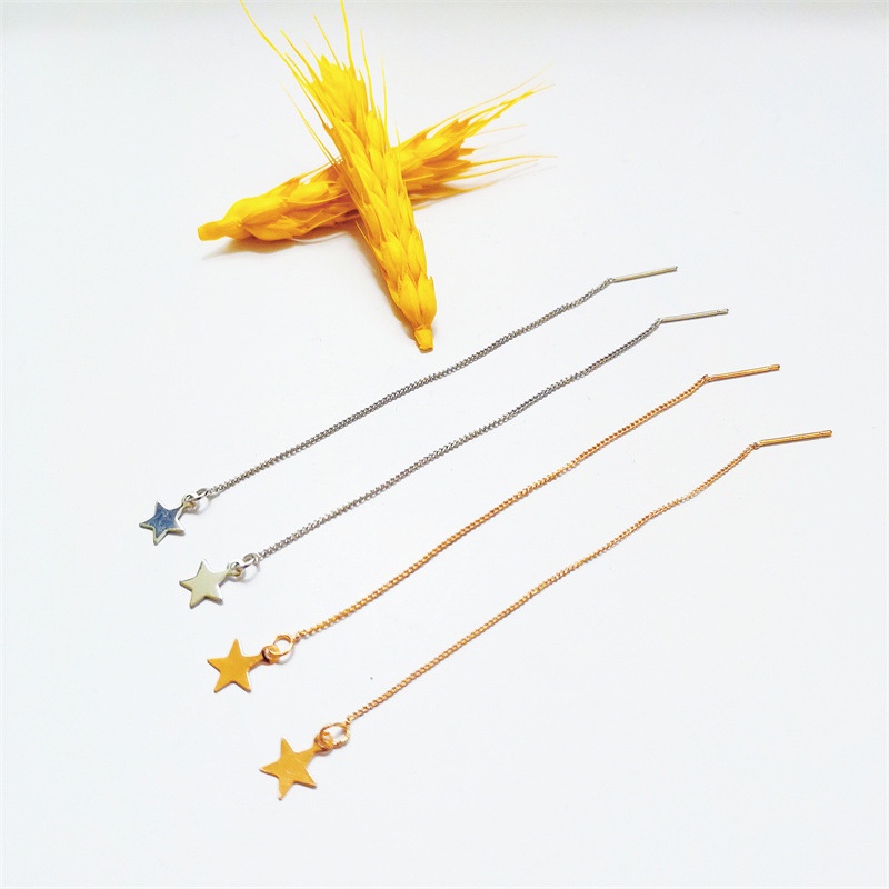 COD❤2Pcs Anting Korea Wanita Panjang Model Tusuk Tindik Rantai Rumbai Earring Perhiasan Fashion Tri