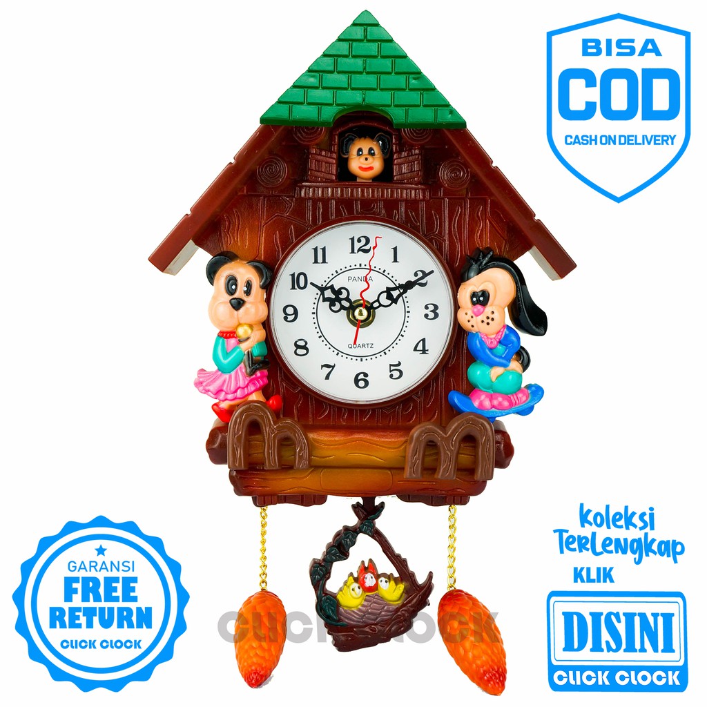 Jam Dinding Bell Melodi Wall Clock Unik Dekorasi Rumah Murah Panda E11-1