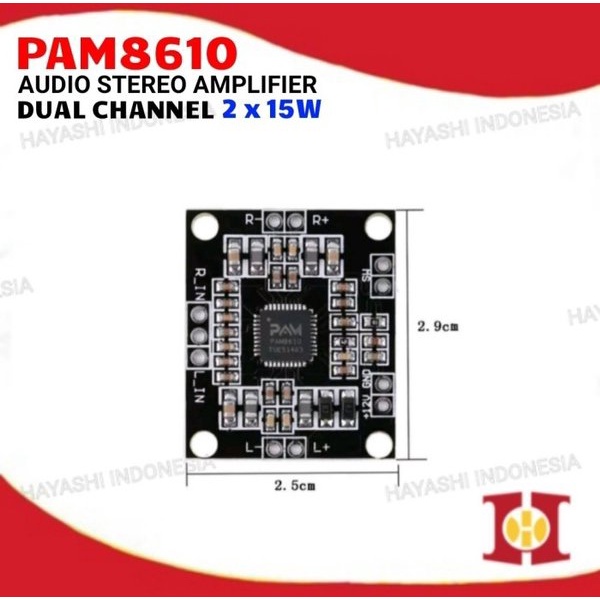 Modul Stereo Amplifier Audio Dual Channel 2x15W Class D PAM8610