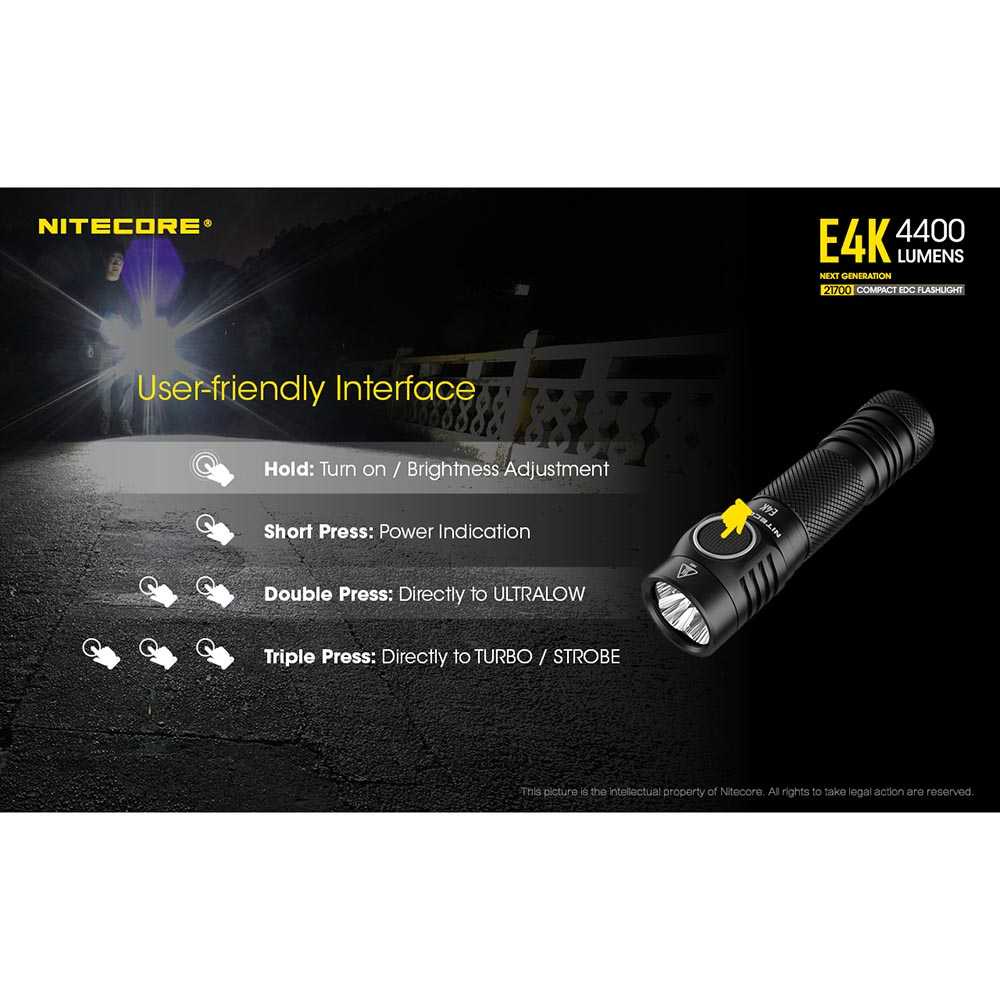 IDN TOOLS - NITECORE E4K Senter LED 4xCREE XP-L2 V6 4400 Lumens