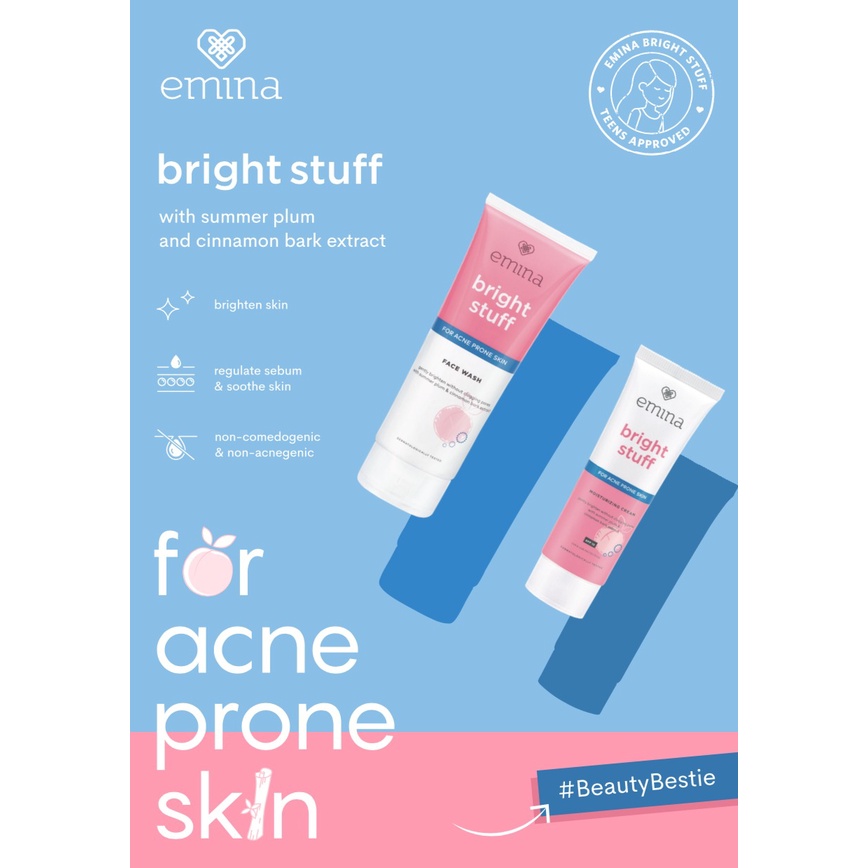 ✿ELYSABETHME✿ ˜”*°• emina •°*”˜. Emina bright stuff acne prone jerawat face wash 100ml sabun cuci muka mencerahkan sekaligus mengobati jerewi