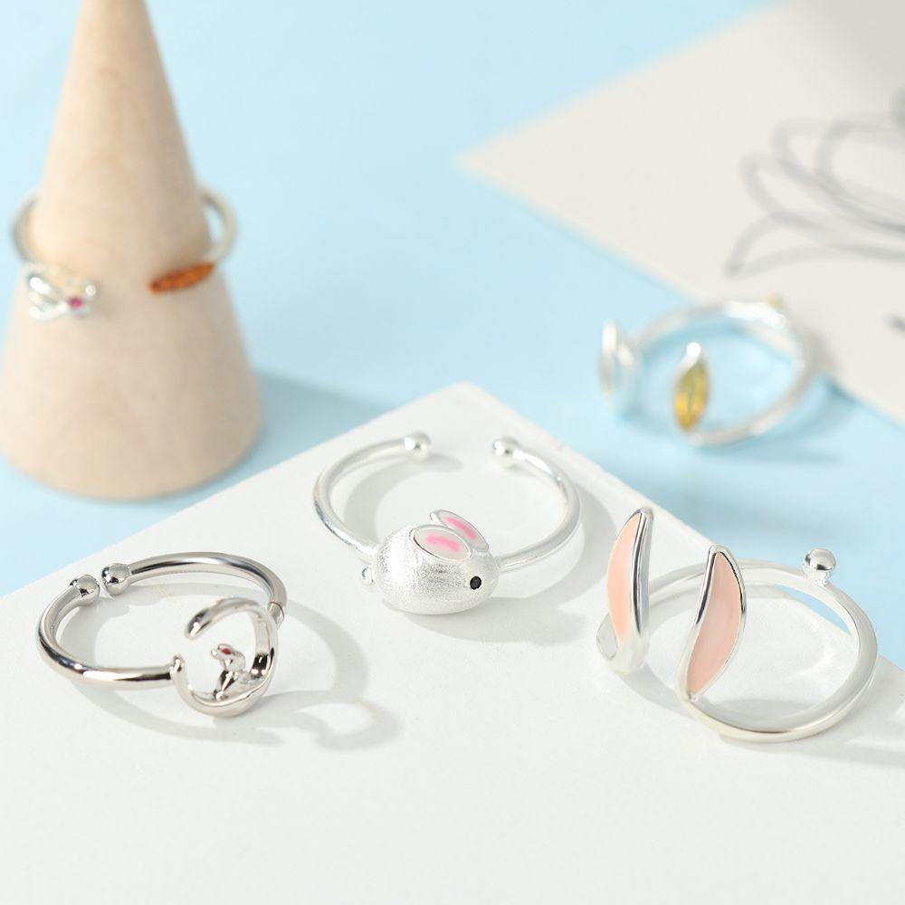 Lily Rabbit Carrot Ring Aksesoris Populer Bukaan Kreatif Hewan