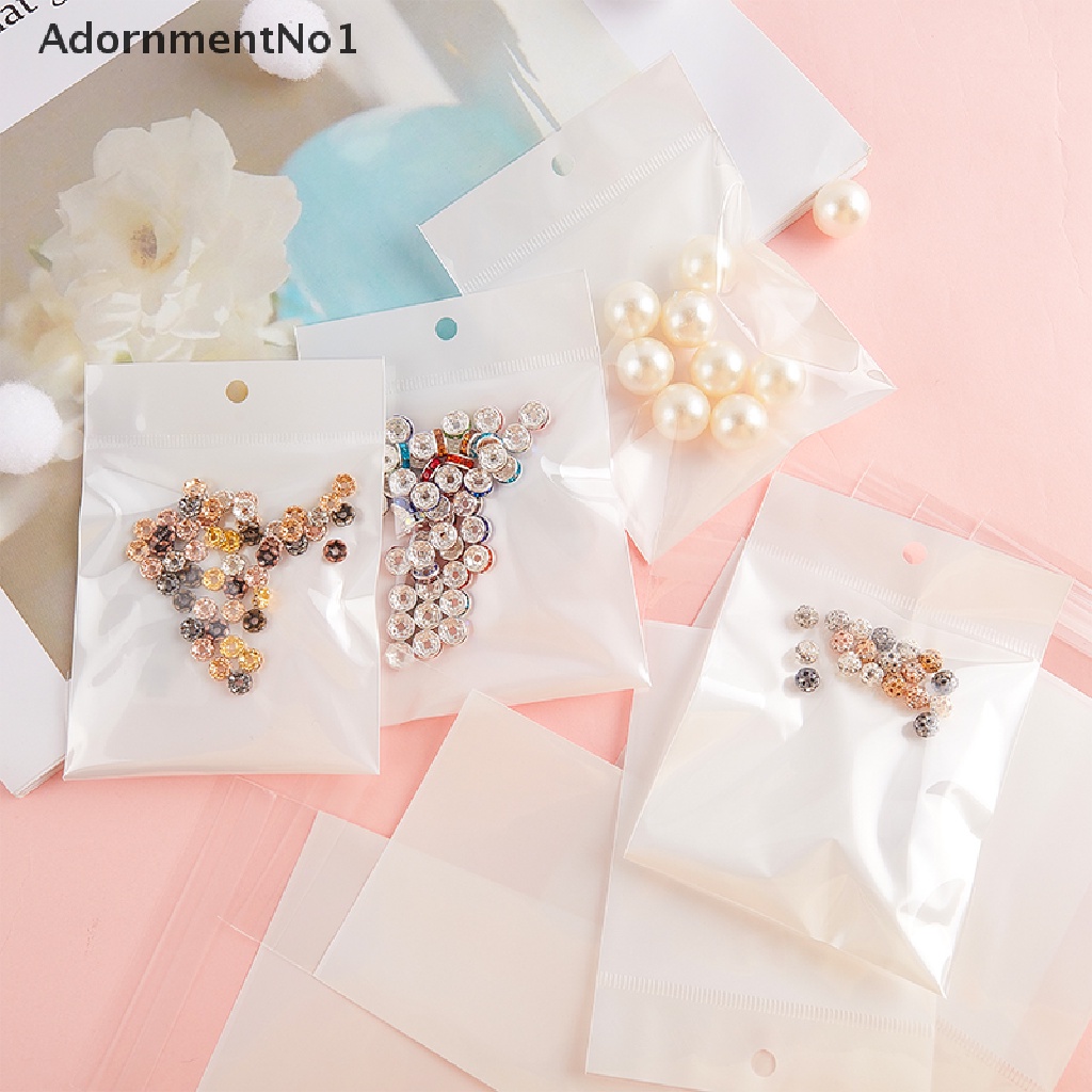 (AdornmentNo1) 50pcs Kantong Plastik Cellophane Putih Dengan Segel Untuk Perhiasan DIY