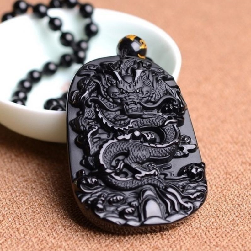 Kalung Rantai Liontin Manik-Manik Obsidian Bentuk Rubah Gaya Vintage Untuk Unisex 2022