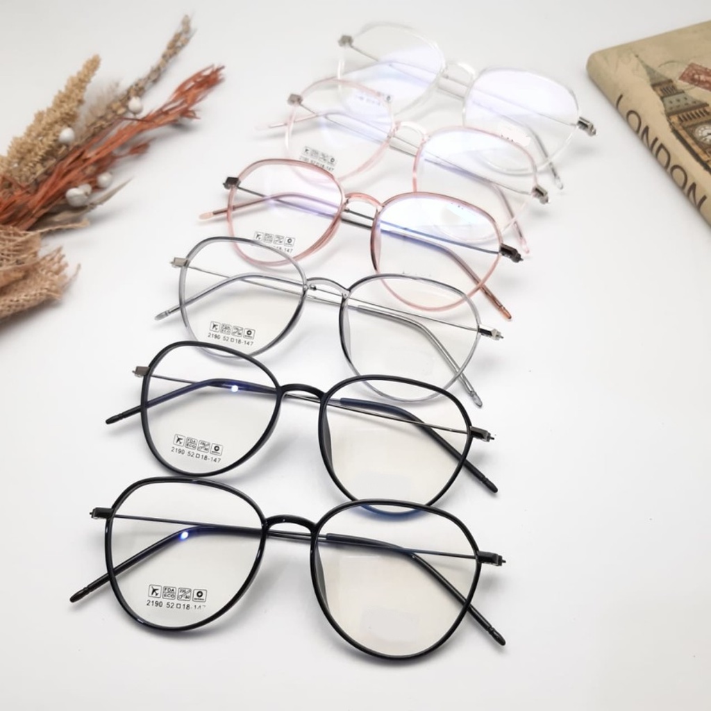 Demodas Frame KACAMATA LENTUR ( Photocromic Fotokromik Bluecromic photochromic potocromic fotocromic Antiradiasi Blueray ) Lensa Photochromic Bluechromic Frame Kacamata Wanita Pria Minus Normal Silinder Plus Demodas Glasses DG2190