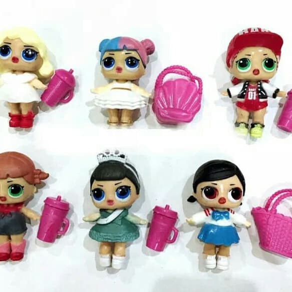 Terbaru Laris Figure LOL Keranjang dan Botol susu isi 6 pcs / Topper Kue LOL Murah
