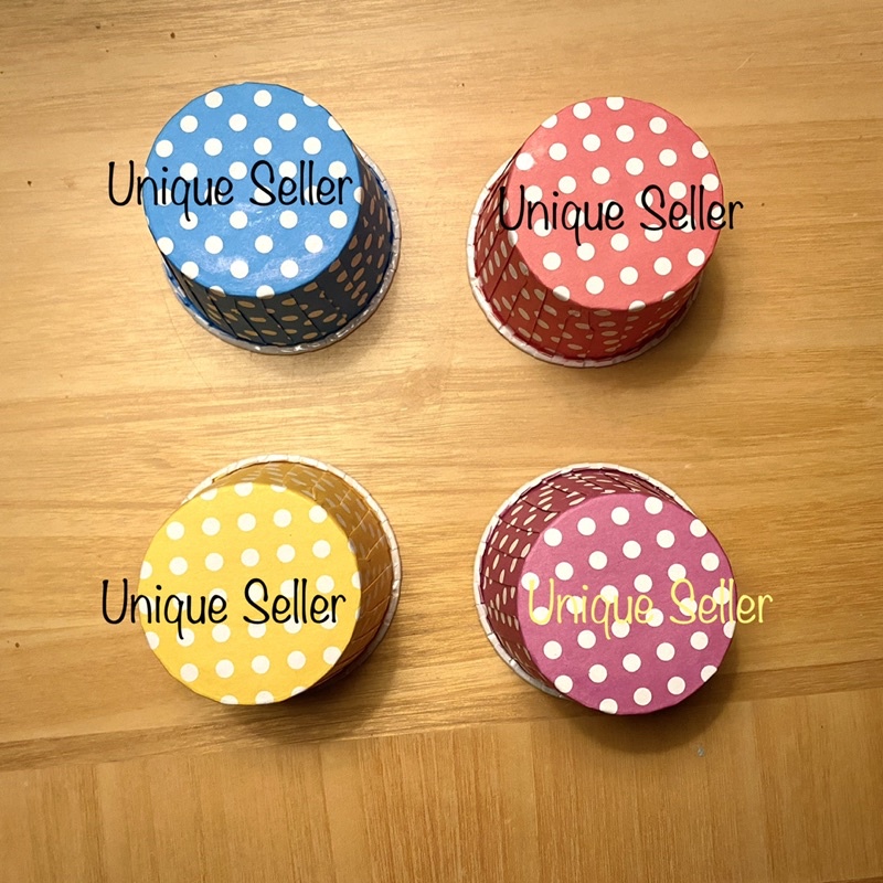 [100 pcs] Rim Cup / Rim Muffin Cup Base 5 Cm Tinggi 4 Cm - Motif Polkadot