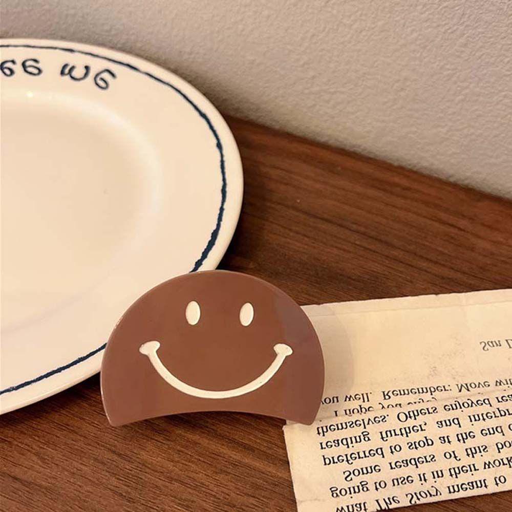 Agustinina Smiley Jepit Rambut Gadis Wanita Perempuan Lucu Indah Fashion Smiley Warna Solid Smile Face Claw Clip Jepit Hiasan Rambut