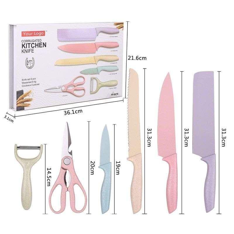 TERMURAH [ BAYAR DI TEMPAT ] Pisau Dapur Set isi 6pcs 1138-Kitchen Knife Set Multicolor Pisau Sultan Super Tajam