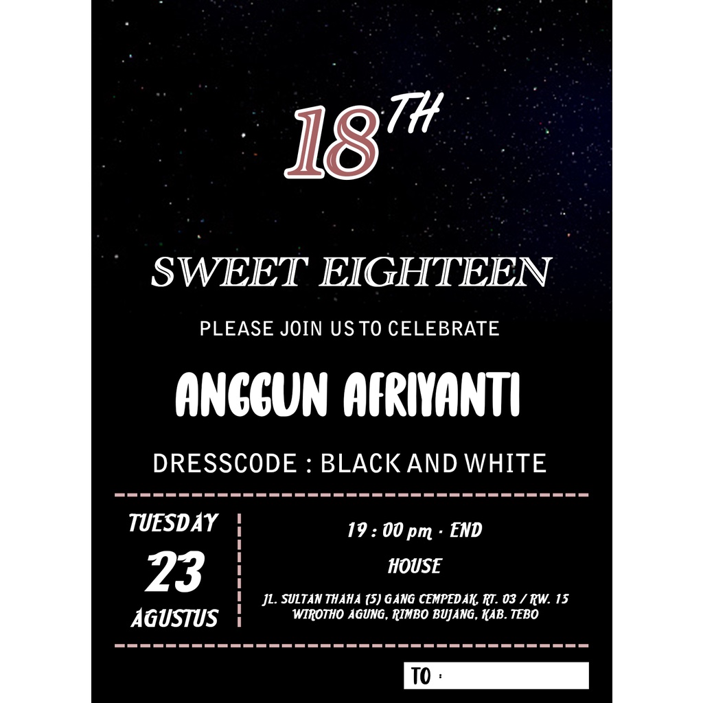 Undangan Ulang Tahun - Cetak Ulang Tahun Sweet Seventeen - Cetak Undangan - Birthday