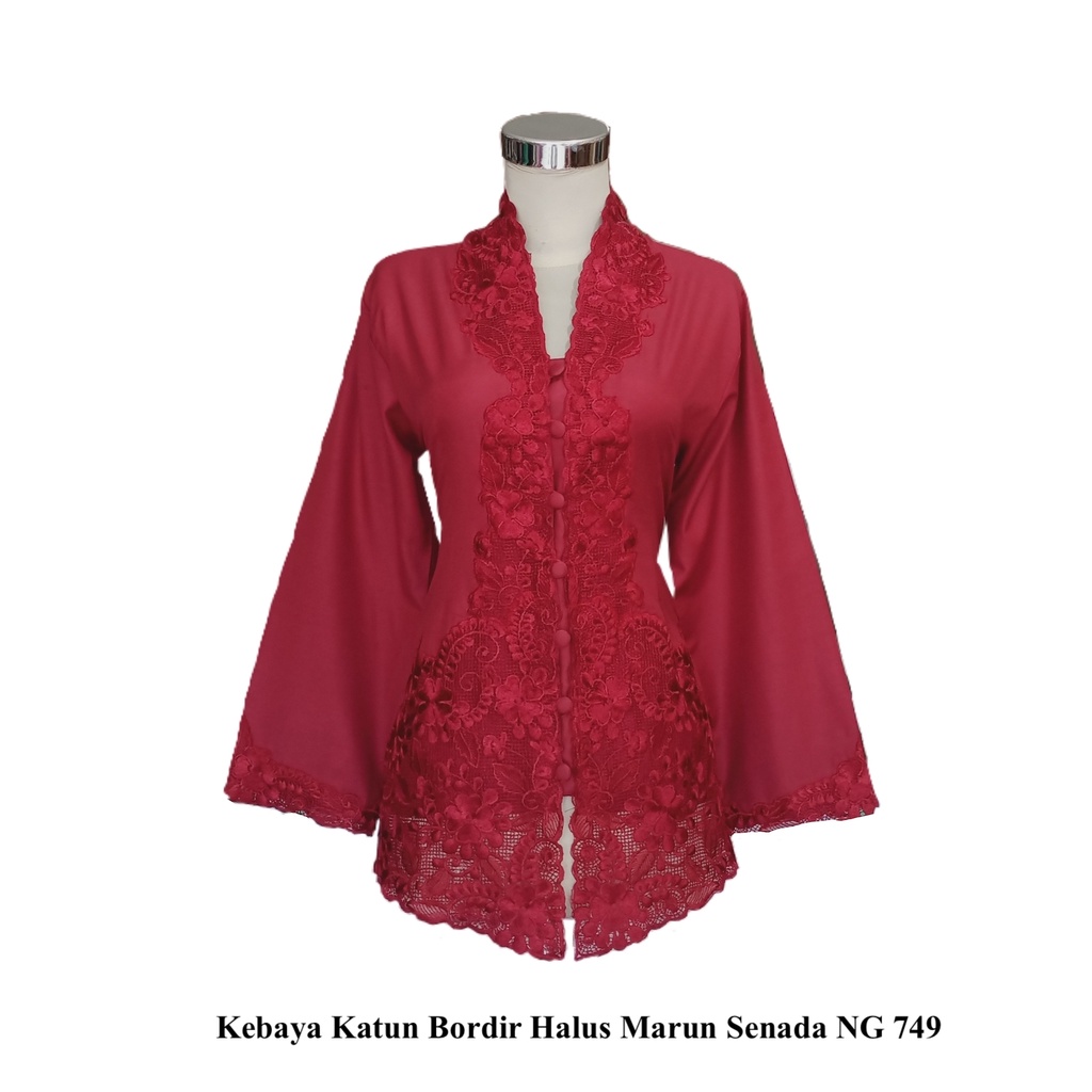 Kebaya Merah Marun Katun Bordir Encim Senada Ning 749