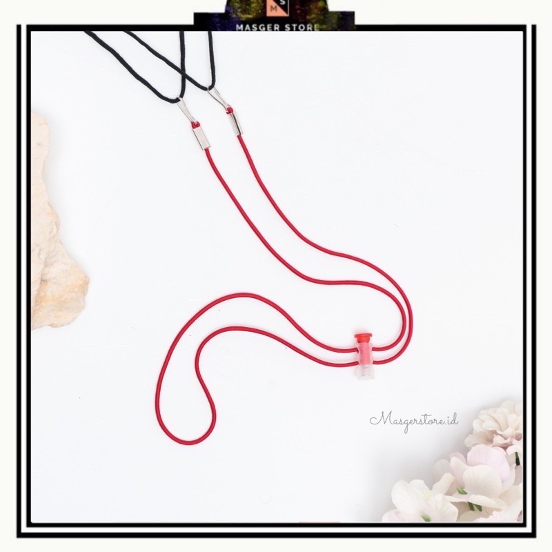 Kalung Masker Hijab 2in1 Strap Masker Elastis Stretchy Tali masker Kalung Strap Mask Hijab Strap Mask Premium-Ethnic Red New
