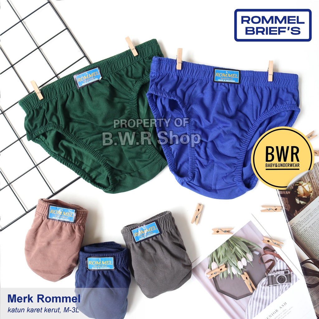 [ 6pc ] CD ROMMEL Karet Kerut / Celana Dalam Pria Romel Murah Berkualitas Warna Polos | Bwr