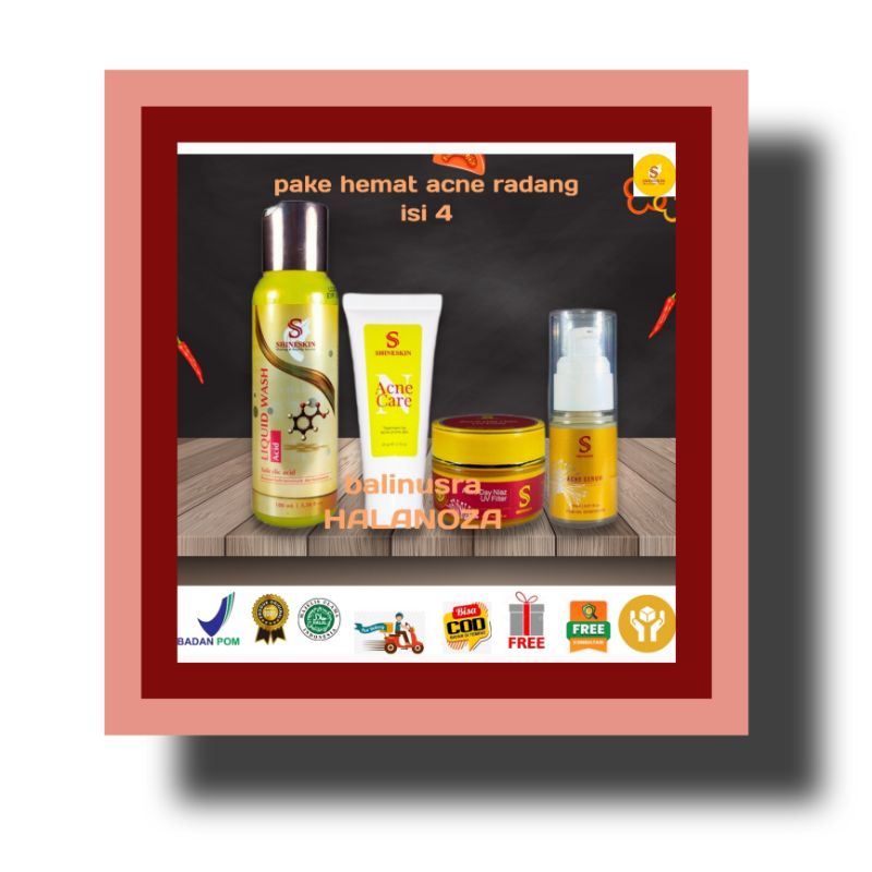 shineskin paket hemat acne radang isi 4
