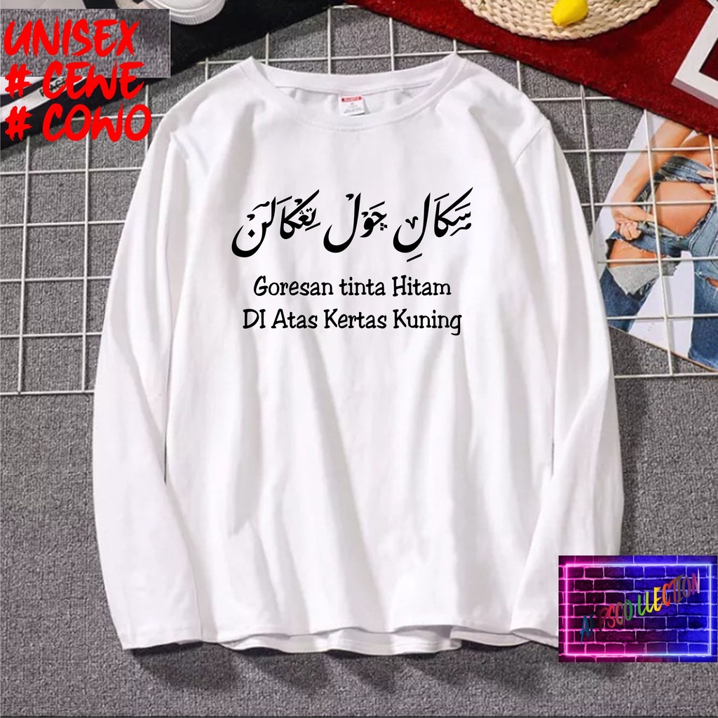 COD/ KAOS GORESAN TINTA HITAM  SANTRI /KAOS TULISAN/KAOS SANTRI KEKINIAN/KAOS DAKWAH/KAOS ISLAM/SANTRIWATI/KAOS HITS 2022/KAOS BERGAMBAR KAOS EKSPRESI KAOS PRIA TSHIRT WANITA Santai Crew Neck V-Neck Slim-fitting Polos Setrip Hitam Putih Crew Neck