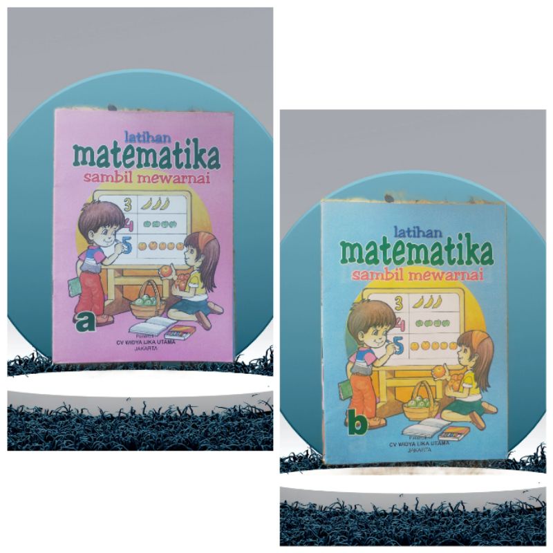 satu paket buku latihan matematika sambil mewarnai untuk TK paud jilid A dan B