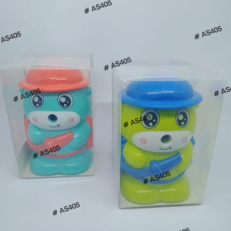 

Asahan / Rautan / Sharpener Meja Putar Kartun Lucu Prajurit Beruang Topi