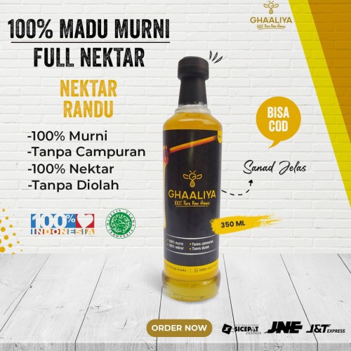 

Madu asli murni ghaaliya nektar bunga randu 350ml/465gr