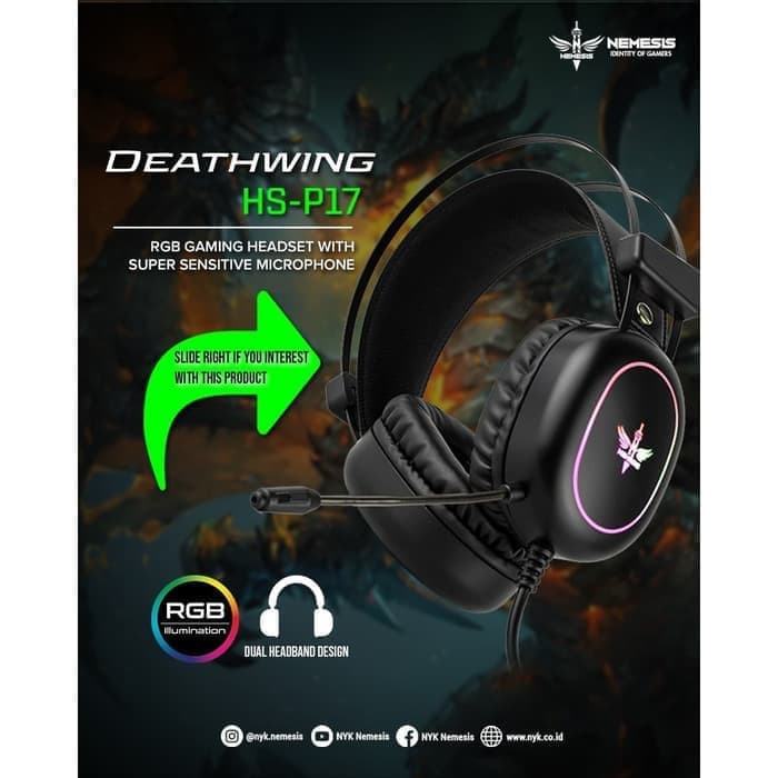 NYK Deathwing HS-P17 Nemesis Gaming Headset USB 7.1 Surround RGB LED