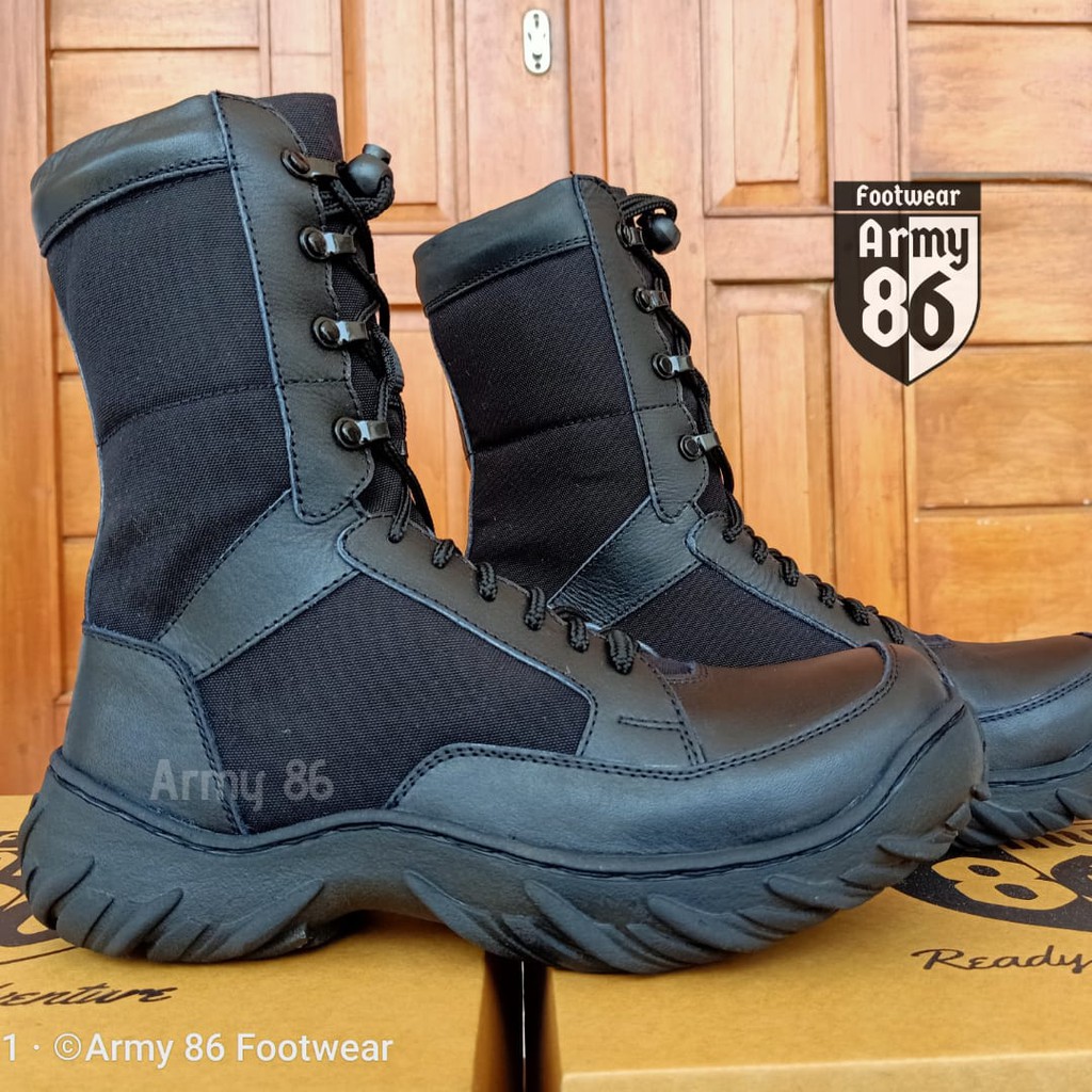 Sepatu PDL Gladiator (Boot Pria TNI Polri Security Brimob AL AU) Kulit
