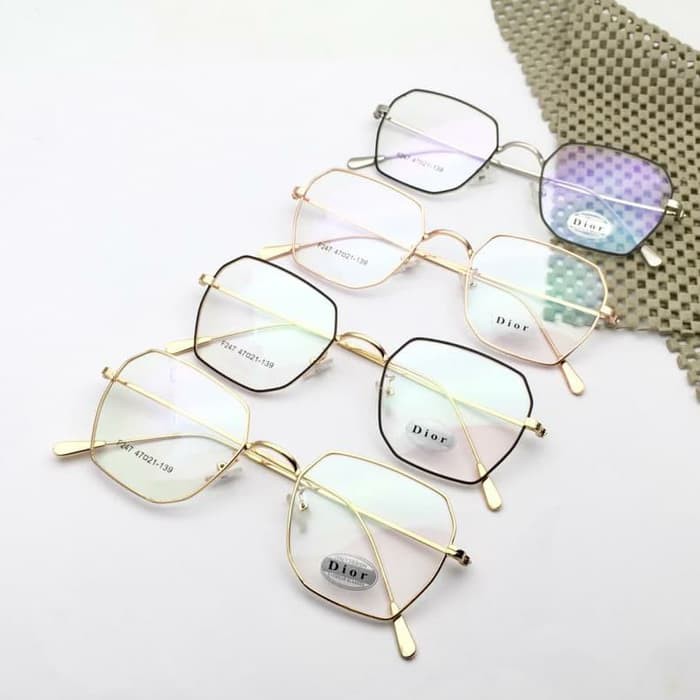 Frame Kacamata Korea Hexagonal Free Lensa Minus