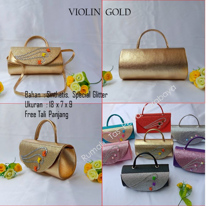 Tas Imut,Tas Kondangan,Tas Gliter,VIOLIN  GOLD