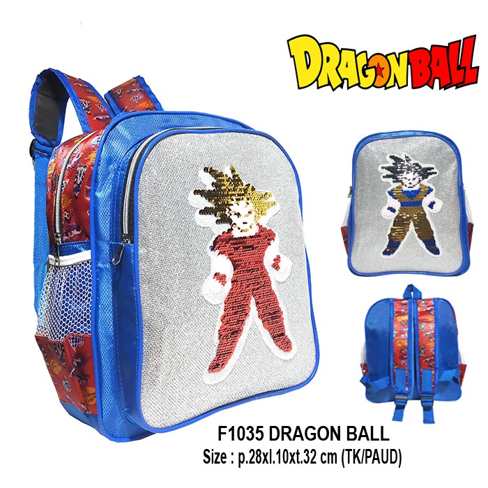 Tas Ransel Anak Sekolah Sequin Dragon ball - Ransel Sekolah TK/Paud Karaker Dragon Ball Usap