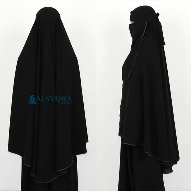 SET KHIMAR BISBAN NON PET NIQAB BANDANA JETBLACK