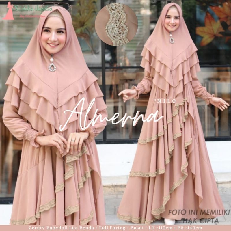 almerna syar'i / baju syar'i / pakaian syar'i perempuan