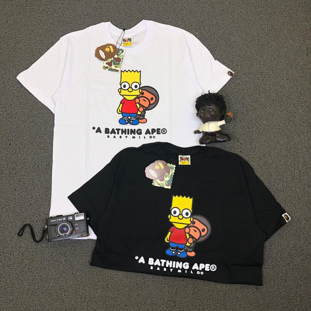 Kaos Tshirt Tee Bape Baby Milo x Bart Simpson Hitam Dan Putih