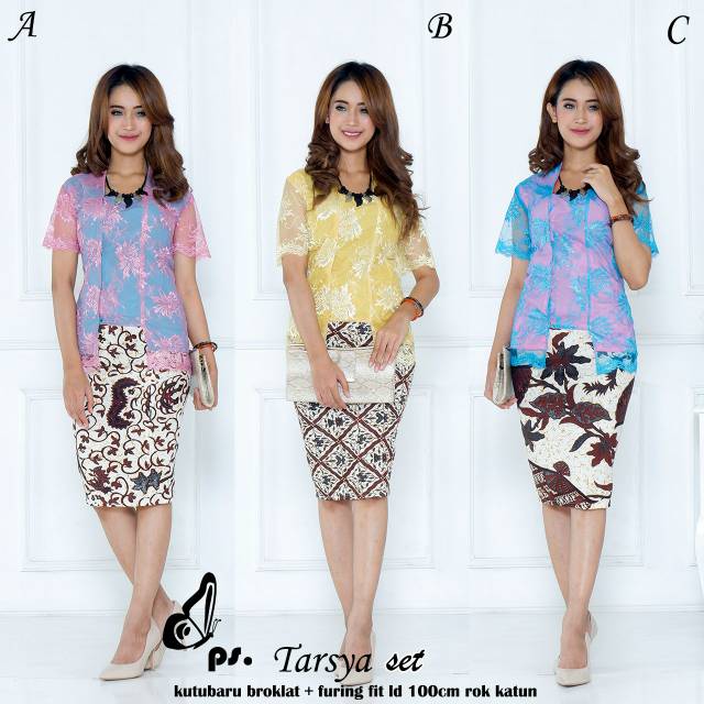 Tarsya set. Setelan rok dan blus brokat batik