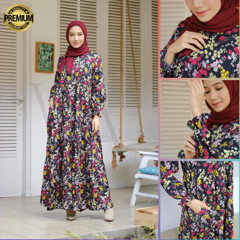 Gamis Syari Fashion Muslim Home Dress Busui Namira Balck By Wearmoura