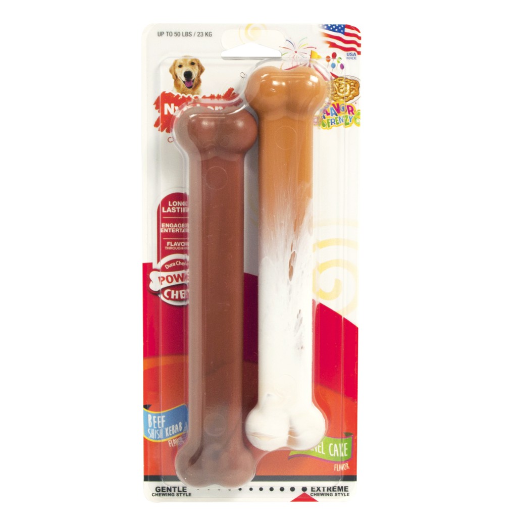 

Nylabone NFBF104TPP Flavor Frenzy Beef Shish Kabob & Funnel Cake Twin Pack - GIANT / Made in USA